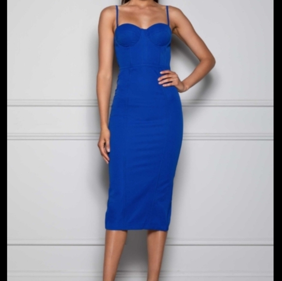 NWT Designer Elle Zeitoune Bustier Pencil Dress Colbaly Royal Blue Sz6 Medium - Picture 4 of 14